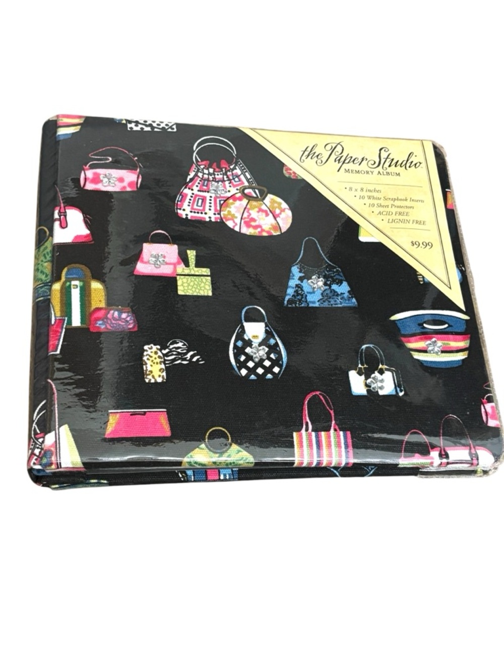 The Paper Studio Black Tote Purse Print Memory scrapbook  Album